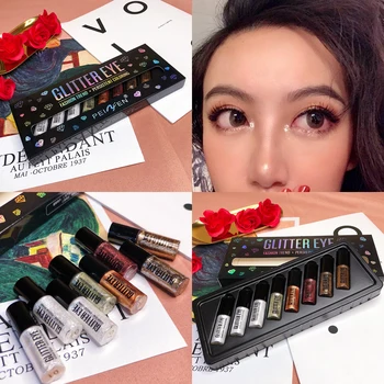 

8PCS/LOT Shimmer Glitter Eyeshadow Palette Liquid Eye Lip Shinny Powder Makeup Pallete Cream Pigment Cosmetic Eyeshadow Pallete