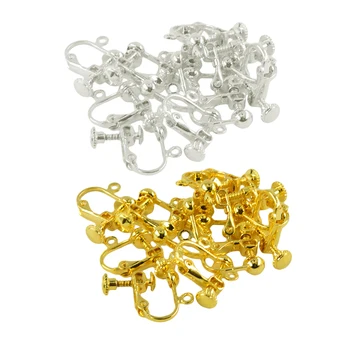 

24 Piece Adjustable Ear Wire Screw Back Clip-on NON PIERCED Earrings Hoop Jewelry Making Findings Silver Gold