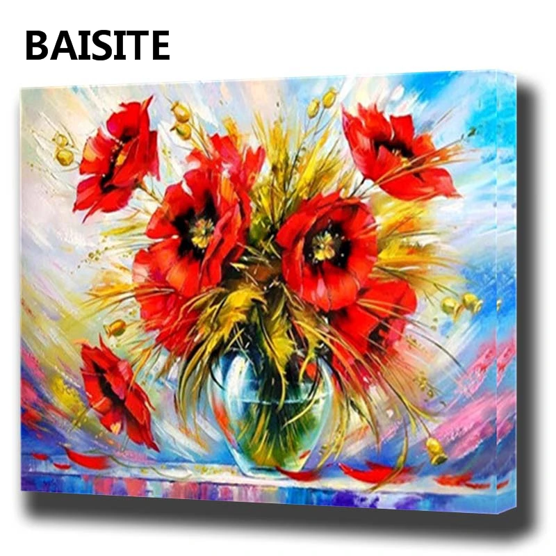 

BAISITE DIY Framed Oil Painting By Numbers Animal Pictures Canvas Painting For Living Room Wall Art Home Decor