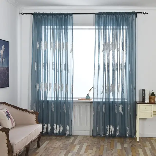 Us 947 17 Offpolyester Feder Stickerei Art Vorhang Bildschirm Glas Garn Für Wohnzimmer Schlafzimmer Fenster Vorhang Home Decor 1x25 Mt In - 