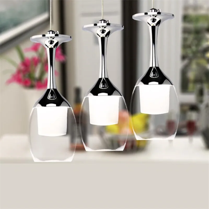 European LED Wine Glass Pendant Lamps For Bar Shop Kitchen Light