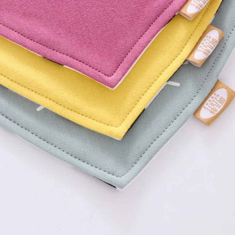 Cartoon Pattern Baby Bibs Cotton Soft 2 Side Infant Burp Cloth Cute Trangle Infant Mouth Towel Baby Boys Girls Bib Double Layer (2)