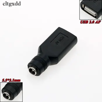 

cltgxdd 2pcs DC 5.5*2.1 mm female jack to USB 2.0 Female jack 5V DC Power Plugs Connector Adapter For Laptop PC