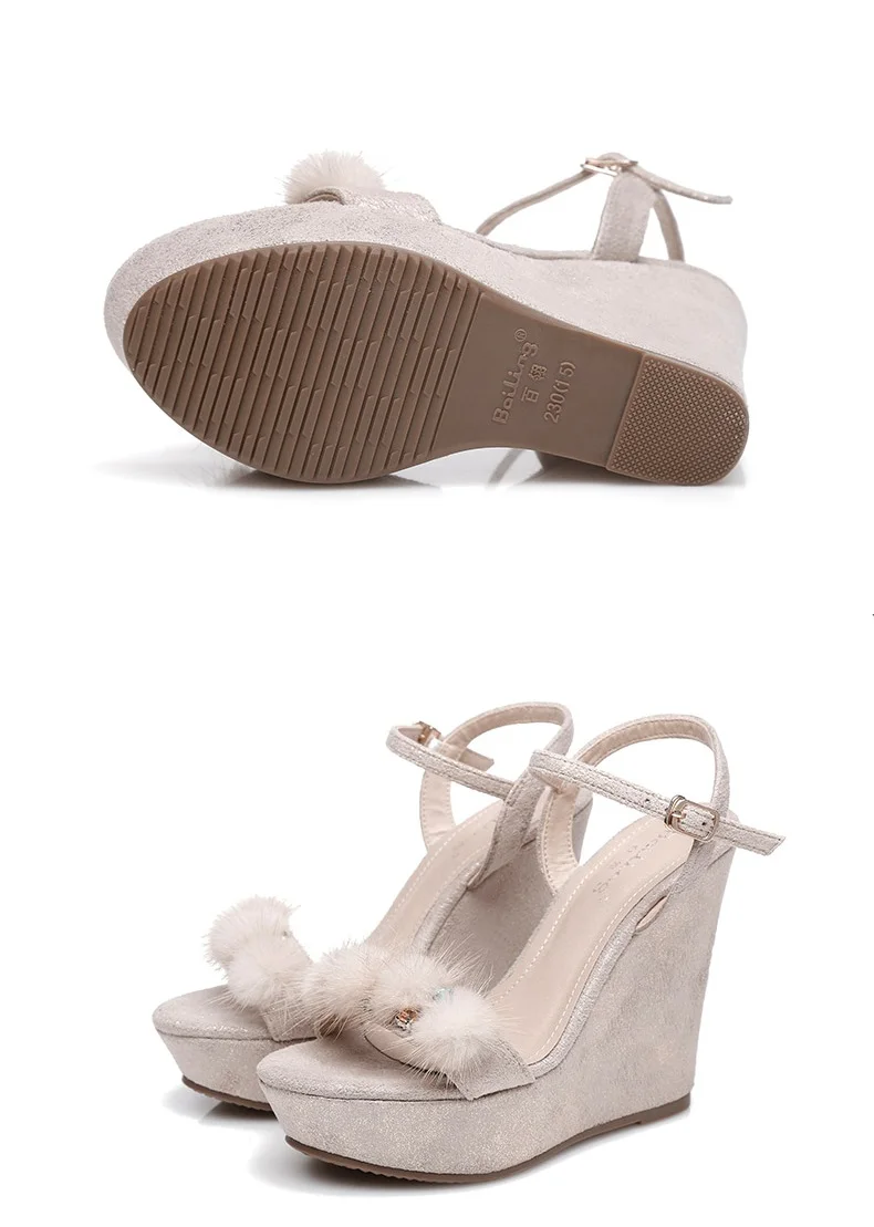 35_2019 Summer Fashion Womens Wedge Sandals Female Retro High Heeled Platform Rhinestone Shoes Online