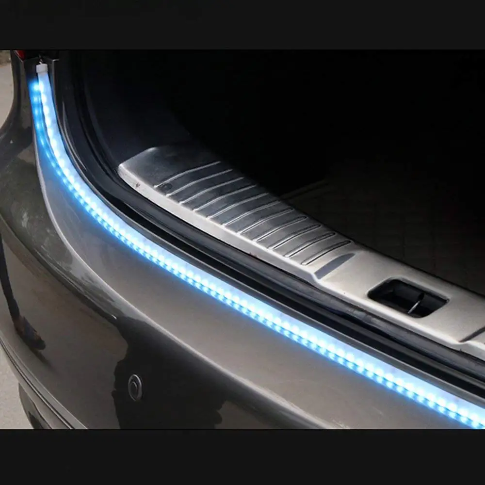 LED Strip Tail Light Streamer Flexible Brake Ice Blue Red Flowing Rear Trunk Dynamic Turn Signal Reverse Warning Flash Lights