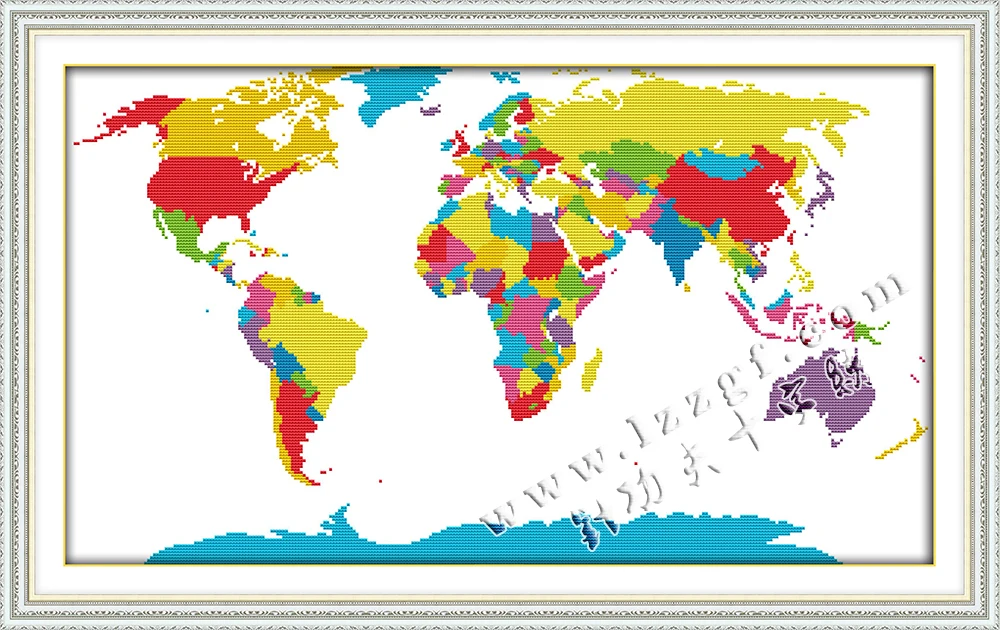 

Map of the world cross stitch kit aida 14ct 11ct count printed canvas stitches embroidery DIY handmade needlework