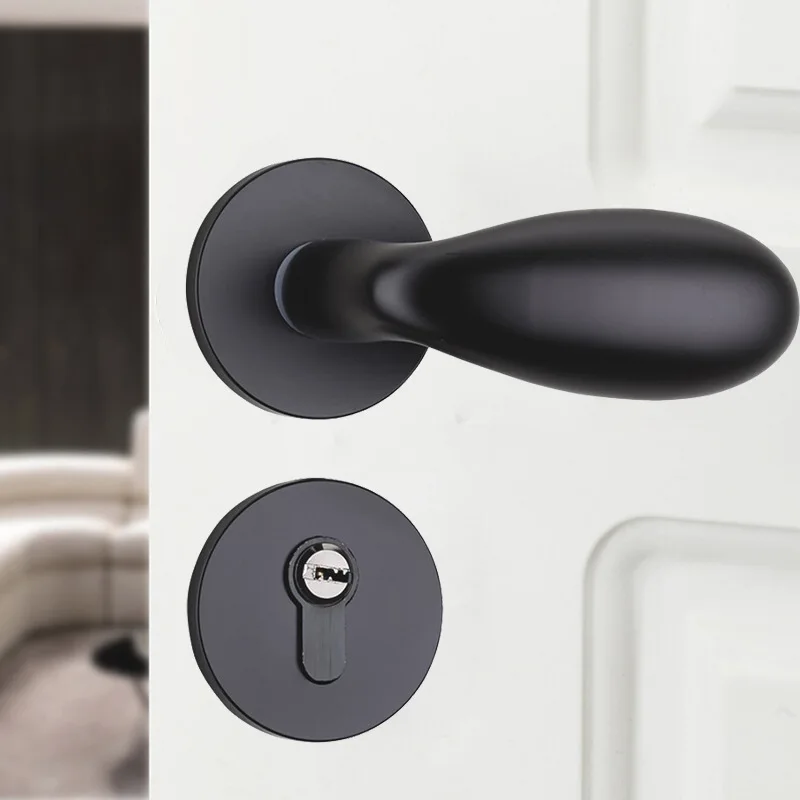  Bedroom Aluminium Alloy Mechanical Lock Continental Indoor Minimalist interior door handle lock Sec - 32947455988