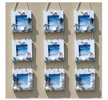 

Free Shipping!Mediterranean Style Photo frame Wooden Looking 3frame Wooden Picture House Decor 3picture photo frame