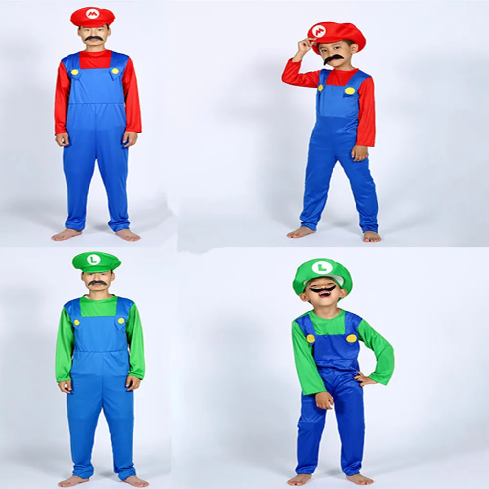 

Cosplay Adults and Kids Boy Super Mario Bros Cosplay Costume Set Children Halloween Party Super Mario Costume for Kids Gifts