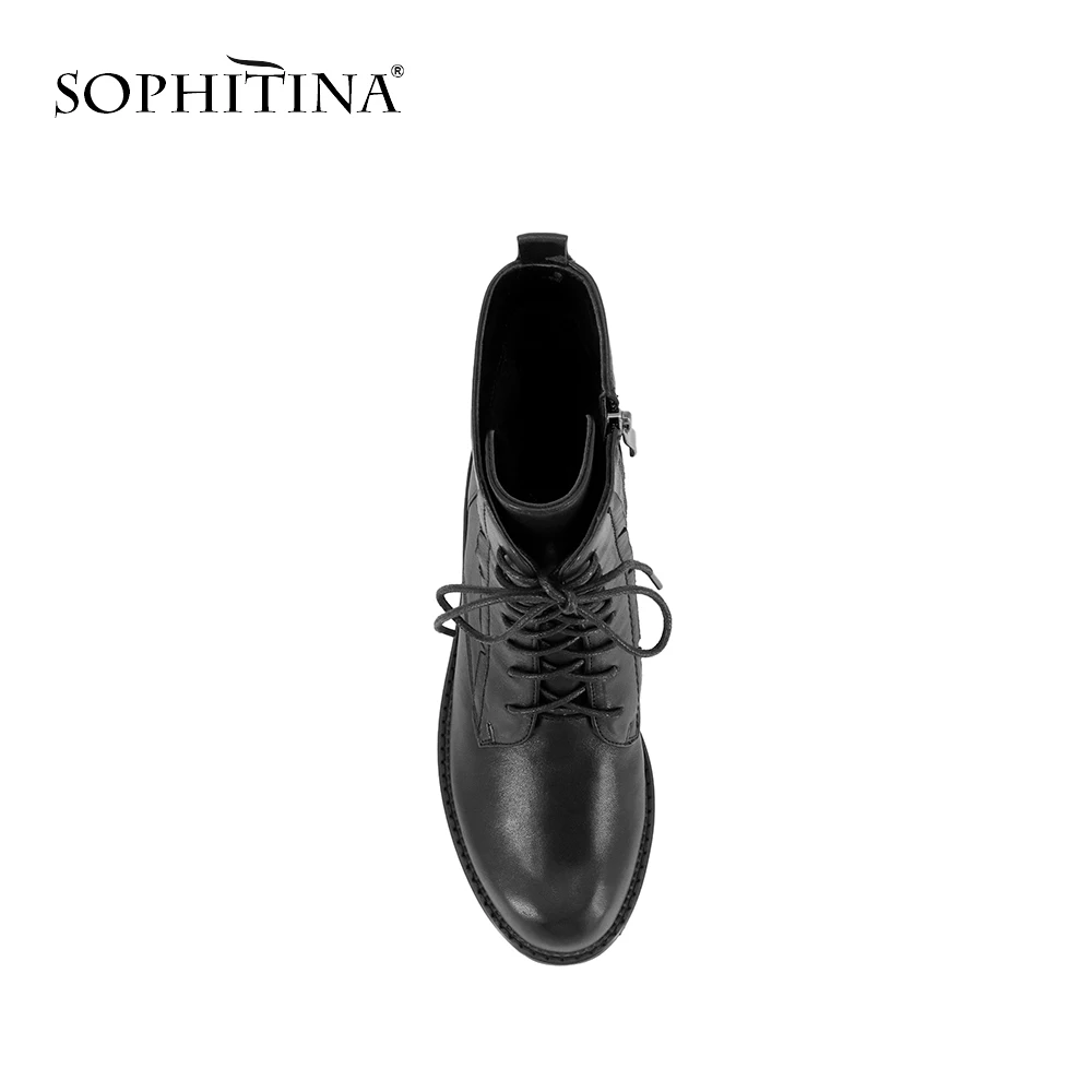 SOPHITINA/Новинка Лидер продаж Женские ботинки в байкерском стиле Удобные однотонные