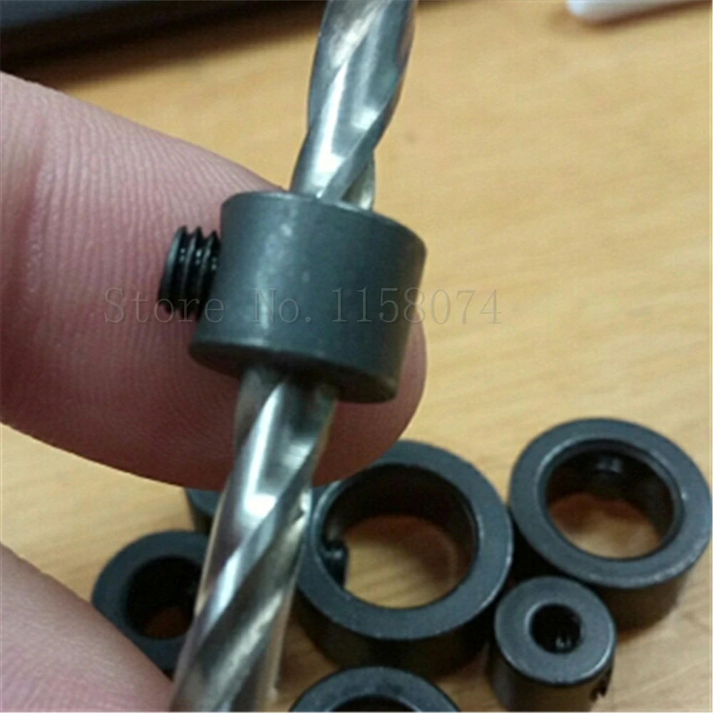 8pcs Carbon Steel Drill Bit Shaft Depth Stop Collars Ring Positioner With Hex Wrench Set 3mm-16mm For Woodworking Drill Bit Tool