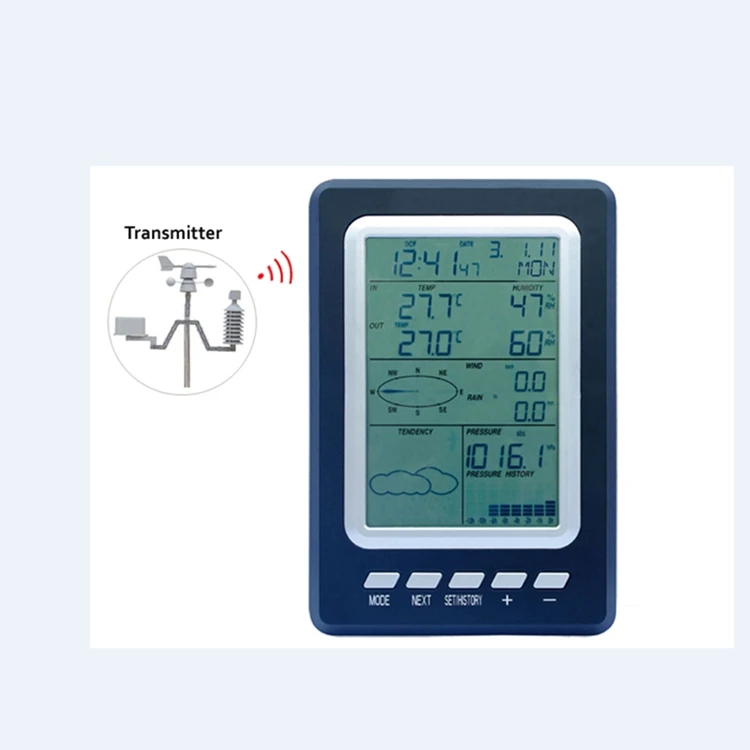 Солнечная Беспроводная метеостанция/наружный термометр-гигрометр барометрическое давление, скорость ветра, холодное оповещение о погоде
