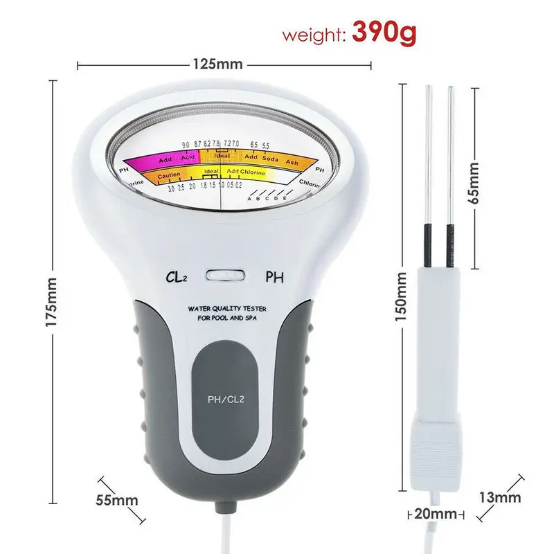 Portable Digital 2 In 1 Water Quality PH and Chlorine Level CL2 Tester Meter for Swimming Pool Spa Drinking Water Quality Analys