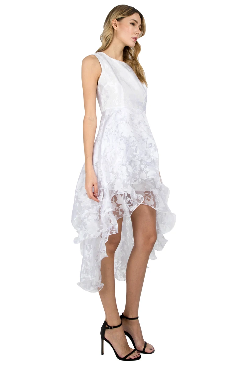 Summer Maxi Dress 2017 New Women O-Neck Sleeveless Sweet Ball Gown White Organza High Low Evening Party Long Dress Plus Size (3)