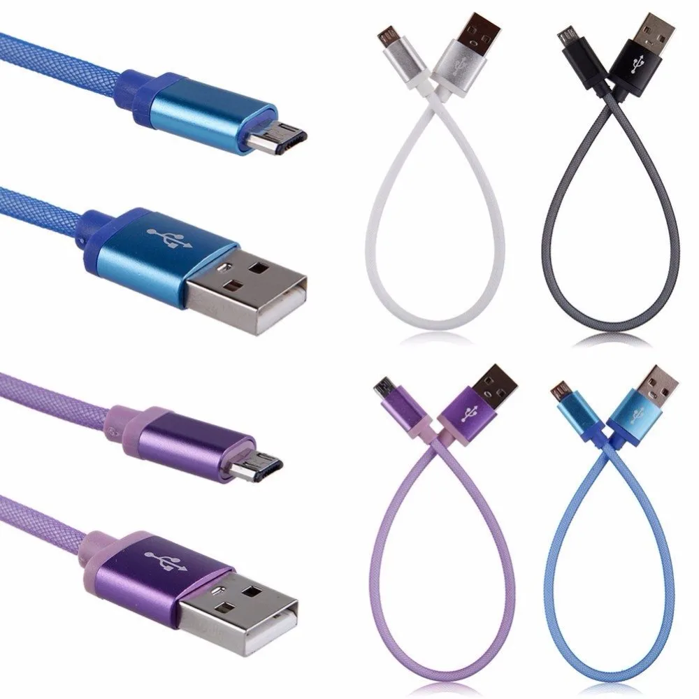 200pcs/lot Short Charger Braided USB Cable Fast Charging Data Sync Cable For Cell Phone Short
