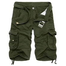 Новые Брендовые мужские повседневные шорты камуфляжные мужские свободные шорты большого размера с несколькими карманами шорты милитари комбинезоны без пояса