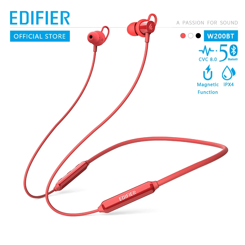 

EDIFIER W200BT(SE) bluetooth earphone Bluetooth 5.0 IPX4 rated Waterproof 7hrs of playback Magnetic function wireless earphone