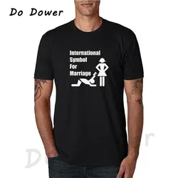 Международный символ для брак Стикеры забавная Футболка с принтом хлопок короткий рукав футболки 2018 летняя футболка Camisetas Homme