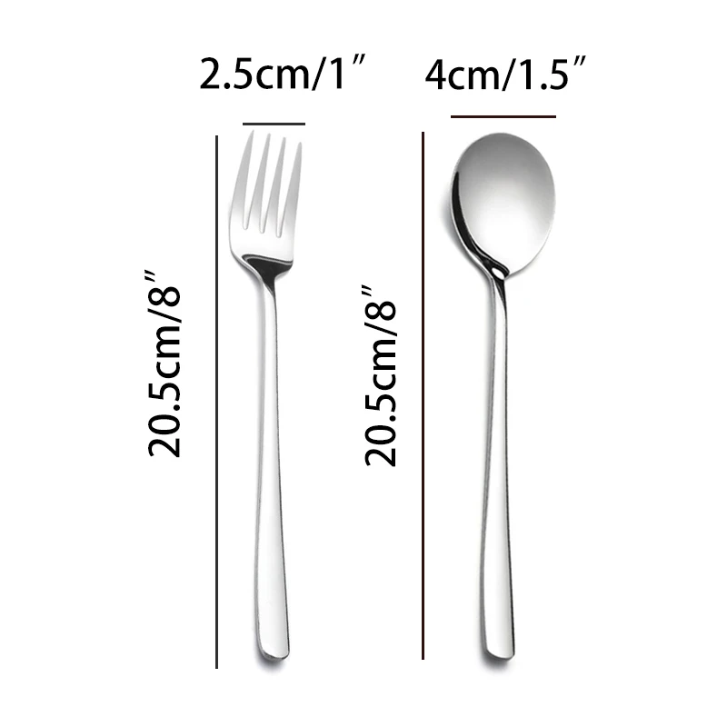 4pcs 8'' Korean Fork and Spoon set Creative 304 Stainless Steel Tableware Coffee Dessert Cake Tea Ice Cream Fork Spoons Xma Gift