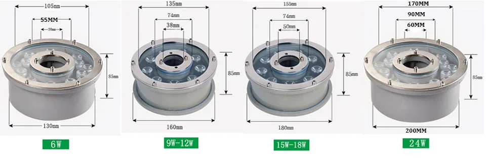 Lâmpada subaquática de led, 12v ac dc,