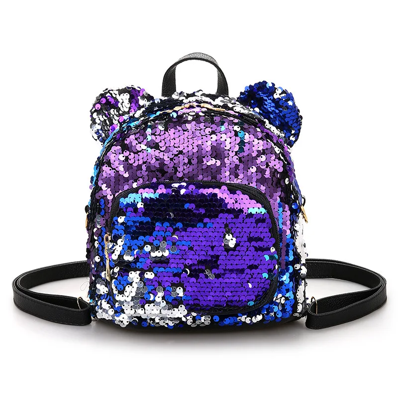

2018 NEW design children soft Ears single shoulder backpack sequins Girls Fashion Satchel multi-function Bag Zipper opening bag