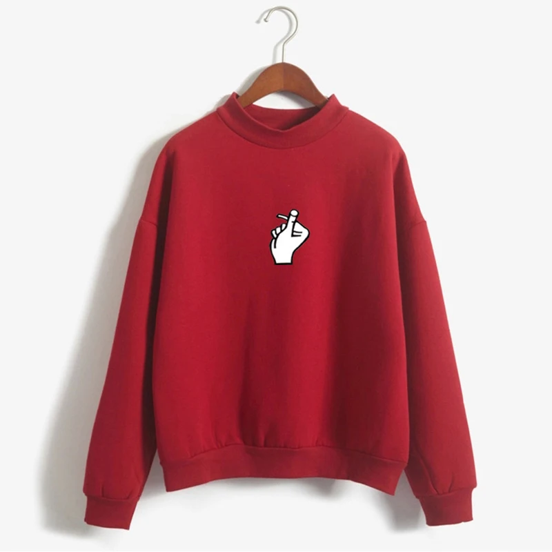  Fashion Women Hoodies Sweatshirt 2018 Autumn Winter Thicken Harajuku Kawaii Gesture Print Long Sleeve Pullovers M-2XL (11)