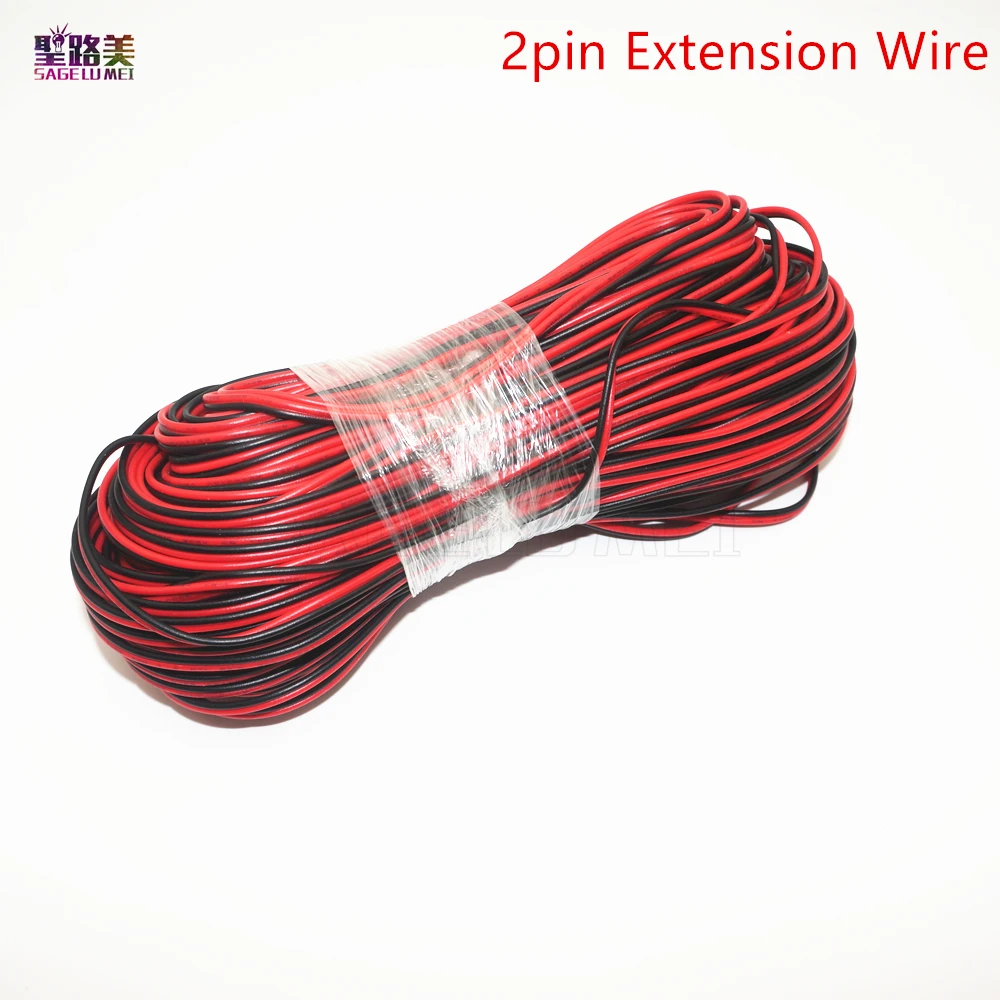 5 м/10 м/20 м/лот, 22awg 2pin 5050 3528 RGB светодиодные ленты провода расширение красный черный кабель соединительный кабель Электрический провод CB-22AWG-RB