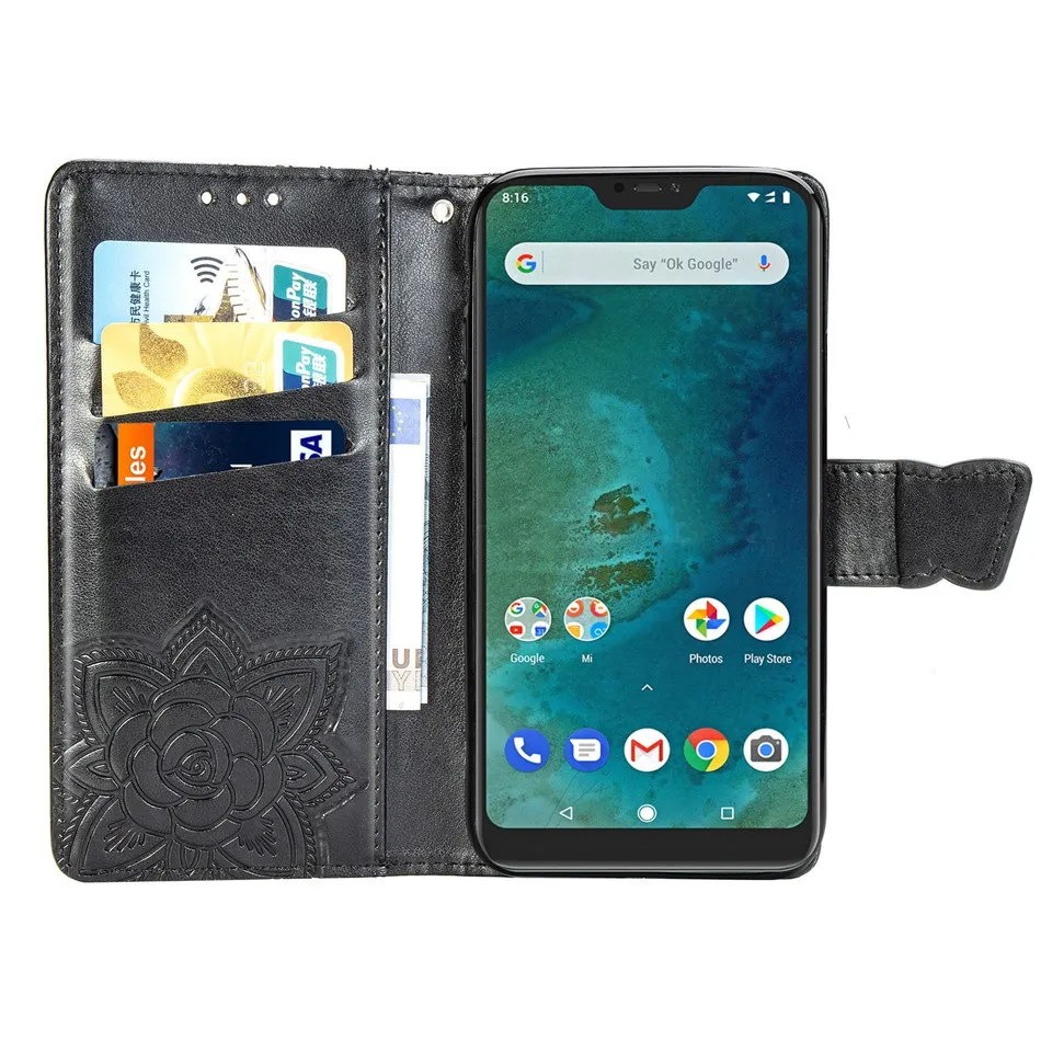 xiaomi leather case cosmos blue Xiaomi Mi A2 Lite Case Flip Wallet Leather Case On For Xiaomi Mi A2 Lite Cover Butterfly Mmbossing Phone Cases For Mi A2 Lite xiaomi leather case color