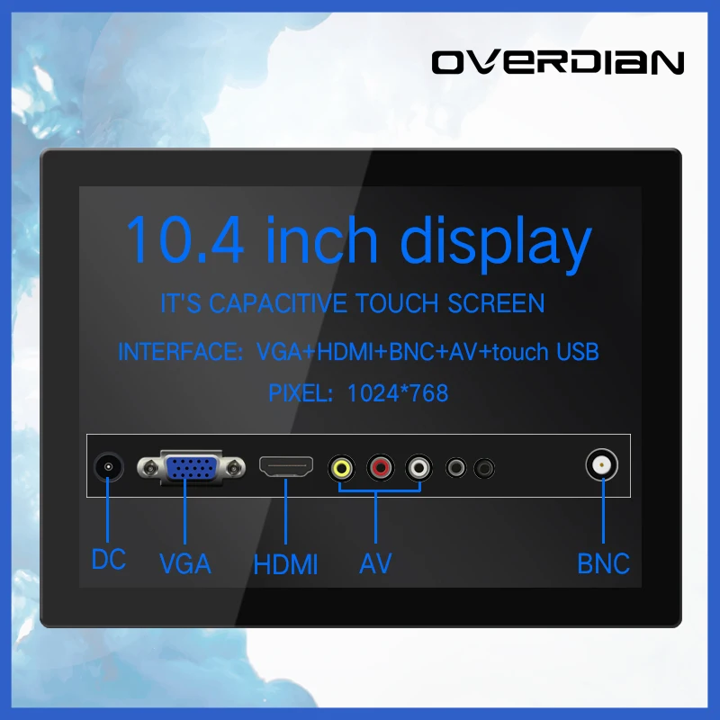 

10.4/10"VGA/HDMI/BNC/AV/Touch USB interface Capacitive Touch Screen Industrial Display Metal Shell Embedded Lcd Monitor1024*768