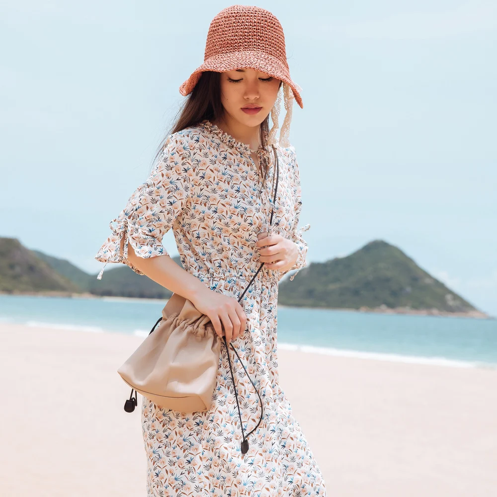 Metersbonwe Summer Apricot Vacation Long Dress