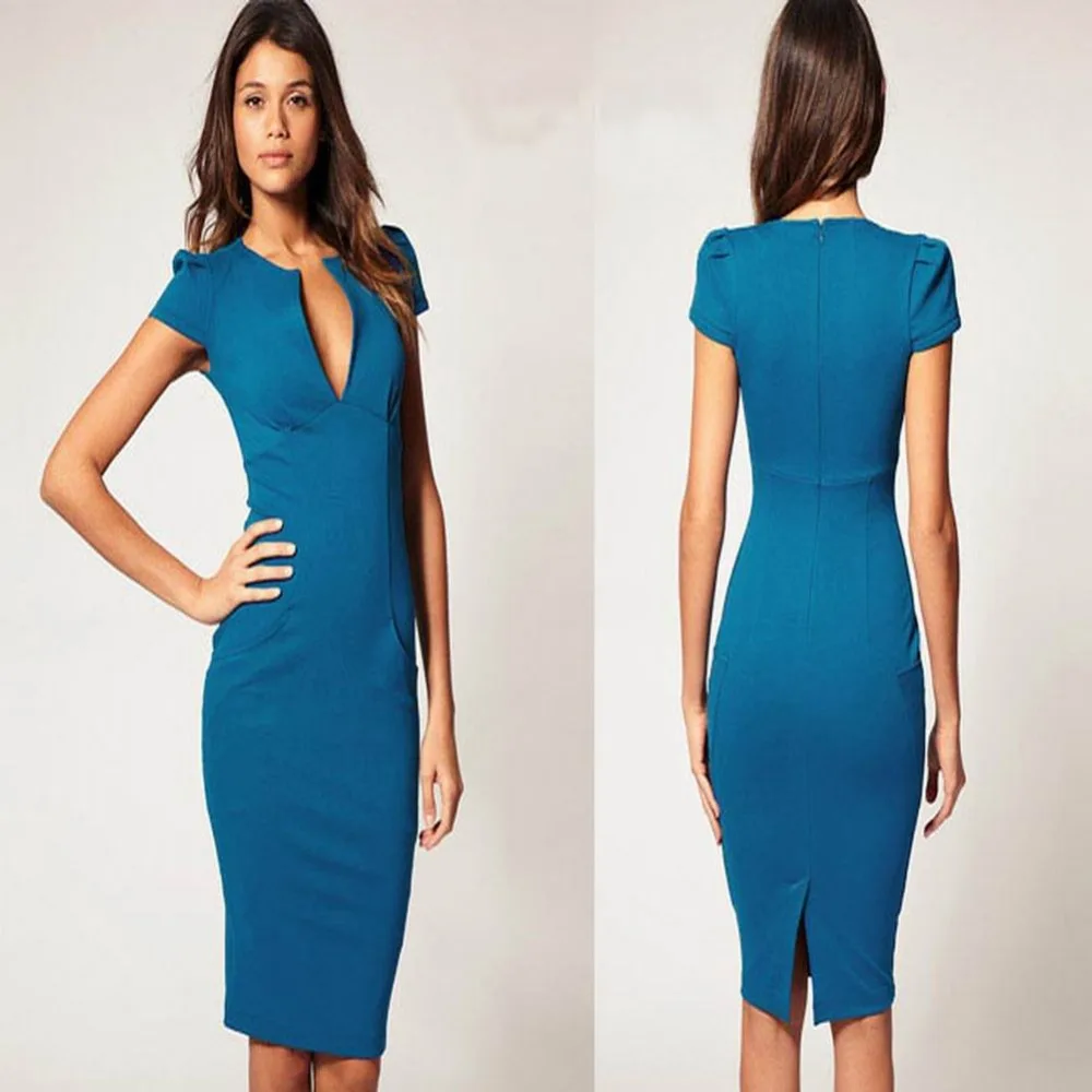Пикантные Для женщин Твердые Stretch Bodycon длиной до колен платье карандаша|dresses form|women