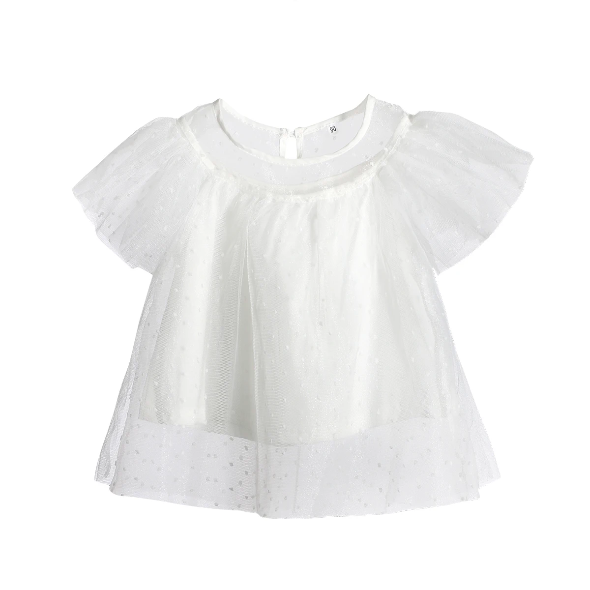 Little Girl Clothing Tops White Children Kids Princess Lace Shirt Round Neck Short Sleeve Cute T-Shirts Baby Girl Summer 1-6T