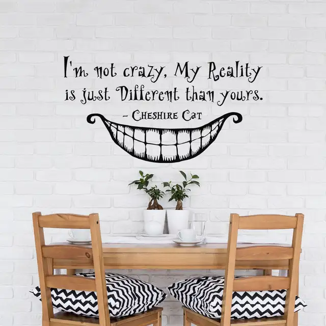 Us 8 21 31 Off Kids Bedroom Wall Decal Alice In Wonderland Quote I M Not Crazy My Reality Is Just Different Than Yours Adhesive Stickers Syy154 In