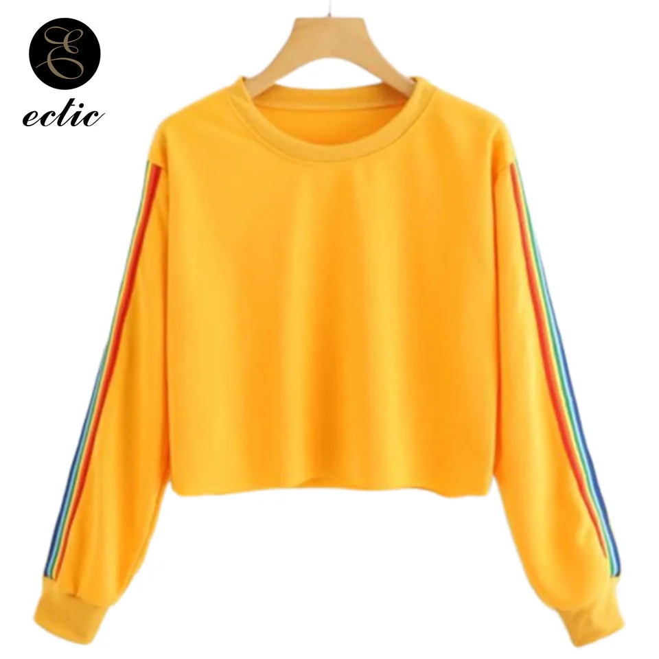 yellow sweatshirt crop top