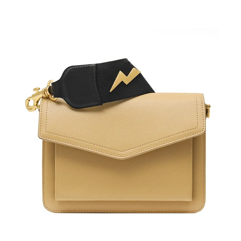 

Personality Wide Shoulder Strap Metal Pattern Mini Women Leather Messenger Bag Envelope Bag