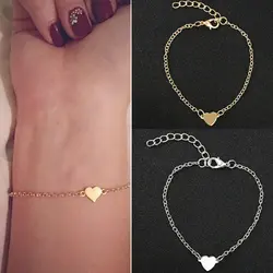NS1 Лидер продаж очаровательные браслеты в форме сердца для женщин обувь девочек цвета: золотистый, серебристый цвет металл