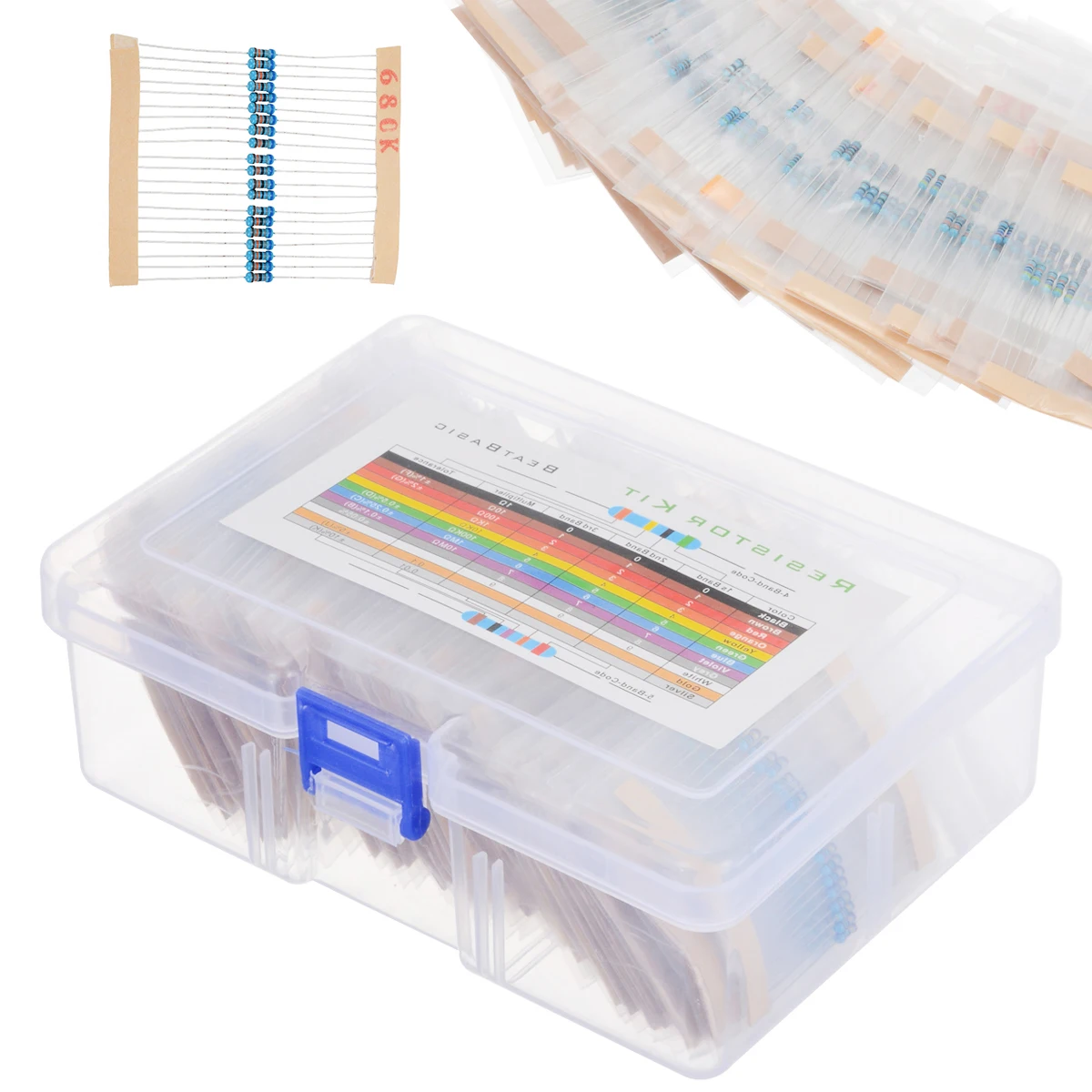 1460pcs 1/4W Metal Film Resistor Kit Assortment Set Labelled 1% Precision Metal Film Resistors Electronic Tools