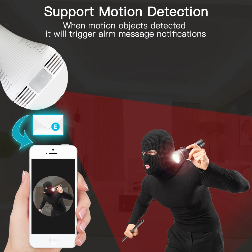 960P 360 градусов умный дом Беспроводная IP камера лампа свет рыбий глаз CCTV 3D VR 1.3MP
