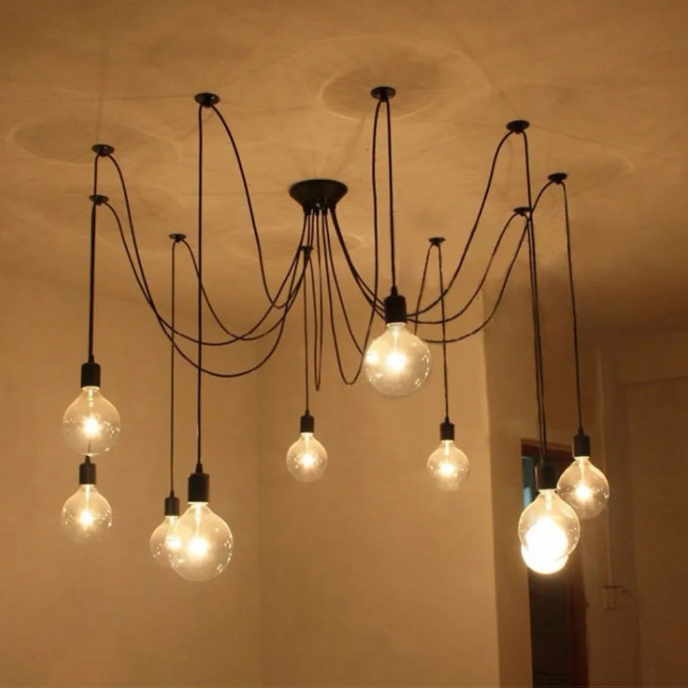 Подвесные светильники lukloy, винтажные несколько Эдисона DIY Регулируемые шнуры потолочный светильник паук подвесной светильник для специального освещения
