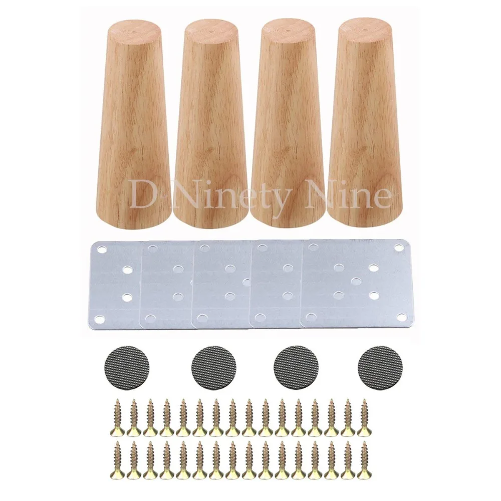 

Oak Wood 15x5.8x3.8cm Reliable Furniture Leg Cone Shaped Wooden Feets for Cabinets Soft Table Set of 4