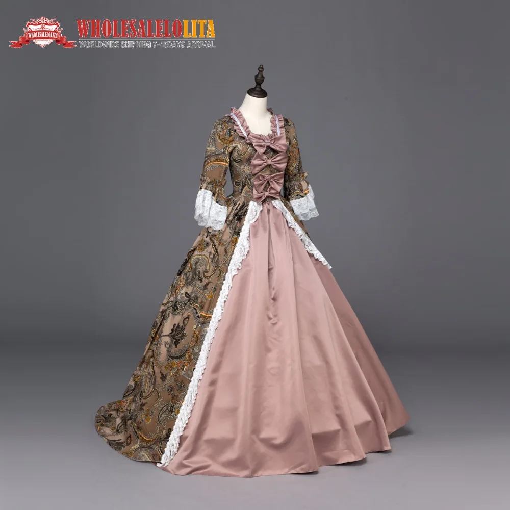 Платья Marie Antoinette Renaissance бальное платье принцессы с шлейфом Театральный Костюм|dress