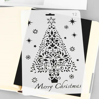 

Christmas Diy Painting Template Glass Decorative Snowflake Hollow Lace Ruler Book Album For Graffiti Drawing Board Plastic 2020