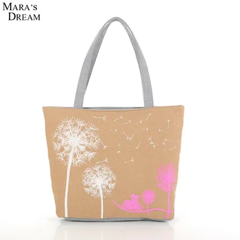 New Fashion Canvas Printed Flowers Zipper Women Handbag 3