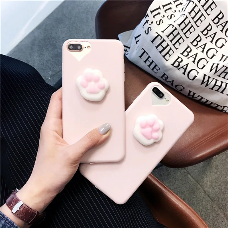 

Lovely 3D Soft Cat claw phone Cases For iphone 6 6s 6plus 7 7Plus Soft TPU phone back cover girl style For iphone 5 5s 6s plus
