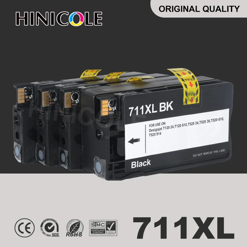 HINICOLE 4 шт. чернильный картридж для принтера совместимый с HP 711 XL HP711 Designjet T120 T520