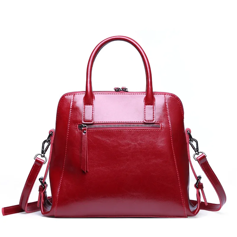 Fashion luxury shell-type oil wax leather designer women handbags leisure simple large capacity women messenger bags