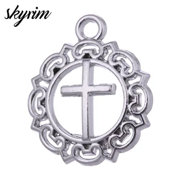 

Skyrim 20pcs Religious Charms Antique Sliver Plated Cross Charm for Jewelry Making DIY Pendant Fit Bracelet/Necklace Wholesale