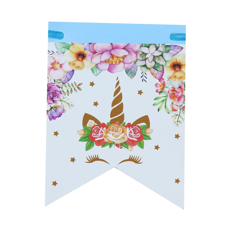 

Bule unicorns Set Paper Plate Cup Napkins Tablecloth Banner Cake Topper Birthday Event Party Supplies for Boys