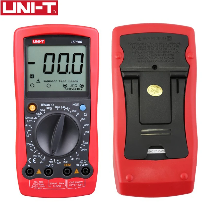 UNI T UT106 Handheld Automotive Multipurpose Meters Manual Range