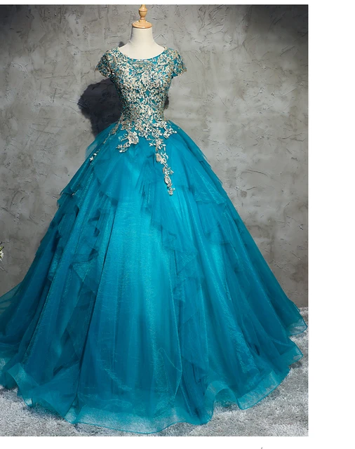 Dress Shops Online Gown in Peacock Green Velvet Fabric LSTV115382